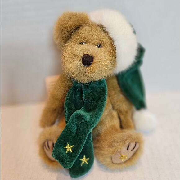 Vintage Boyds Bear "C.Z Comet" NWT 2000 Green Velour Hat Scarf Gold Star 8" - Picture 1 of 7